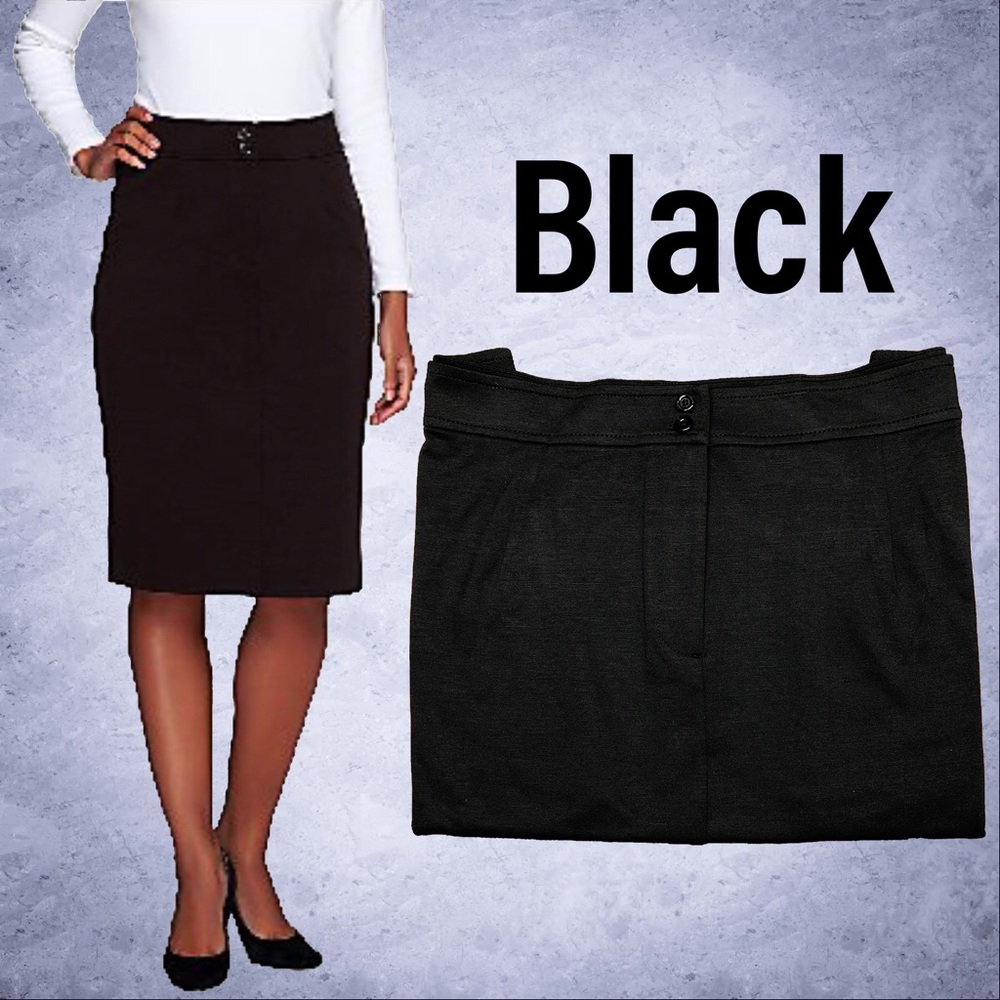 Louis Dell'Olio Wide Waist Ponte Knit Button Detail Skirt, NWT 2X Black A231138